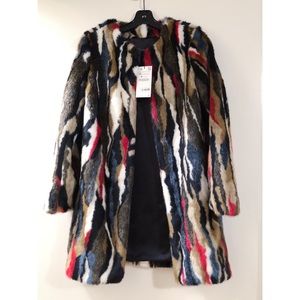 Zara multicolored faux fur coat